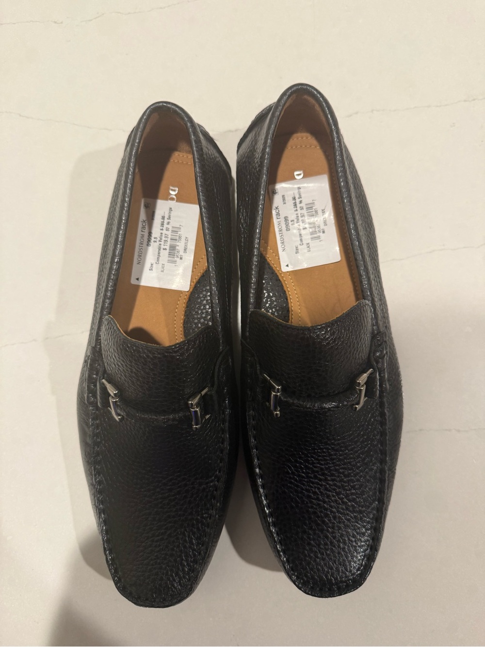 Donald J. Pliner Men's Black Pebbled Leather Bit Loafers